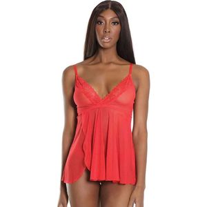 Coquette (All) Trim Babydoll en String - One Size red O/S