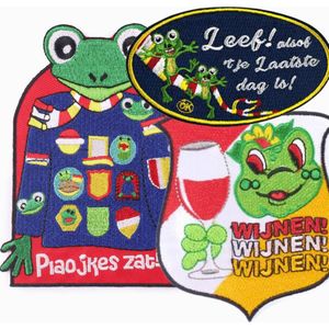 Oeteldonkse Emblemen SET van 3 – Oeteldonk – Den Bosch Carnaval - carnavalskleding - Carnavalsjassen – Carnavalsemblemen Oeteldonkstijl – Oeteldonk Embleem – Strijkemblemen