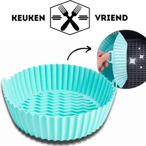 Keukenvriend © - Airfryer Snack Schaal - Herbruikbaar Siliconen Airfryer mand ovenschaal (20 cm) - Universele Heteluchtfriteuse Accessoire Bakje - Hete Lucht Oven - Geschikt voor Philips / Princess / Tefal / Tristar / Inventum - Bakvorm Mand