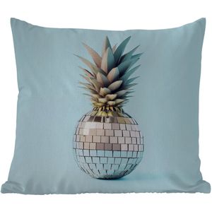 Buitenkussen Weerbestendig - Blauw - Ananas - Disco - Discobal - 50x50 cm