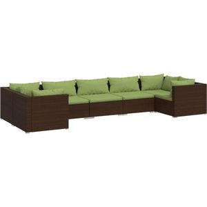 VidaXL 7-delige Loungeset met Kussens - Poly Rattan Bruin