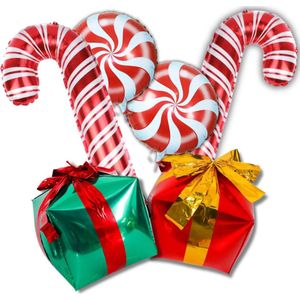 My Theme Party - kerst aluminium ballon set - 6 stuks - zuurstok ballon - cadeau ballon - candy ballon - Christmas decoratie