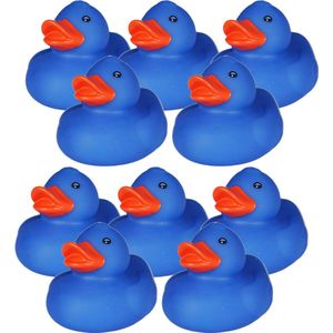 Rubber badeendje - 10x - Classic blauw - badkamer fun artikelen - size 5 cm - kunststof - speelgoed eendjes