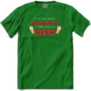 It's the most wonderful time for a beer - foute bier kersttrui - T-Shirt - Meisjes - Kelly Groen - Maat 12 jaar