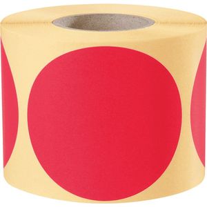 Ronde rode markeringsstickers - zelfklevend papier - 500 stuks op rol Ø 75 mm