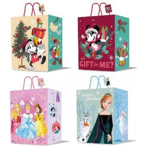 Walt Disney Kerst set van 4 Cadeau zakjes - Cadeau zakje - Kerstmis - Verpakking - Feestverpakking - Geschenktasje Inpakzakje - 4 stuks