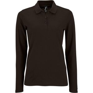 SOLS Dames/dames Perfecte Lange Mouw Pique Polo Shirt (Zwart)