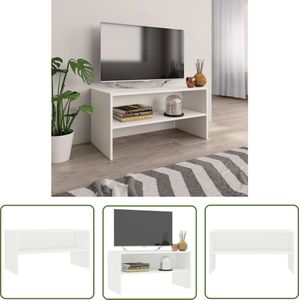 The Living Store Vintage TV-meubel - 80 x 40 x 40 cm - wit - bewerkt hout - met open vak