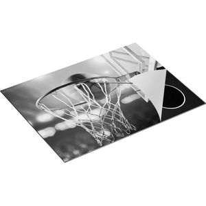 Chefcare Inductie Beschermer Basketbal in Ring - Hoepel - Bord - Zwart Wit - 70x55 cm - Afdekplaat Inductie - Kookplaat Beschermer - Inductie Mat