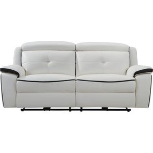 Elektrische drie- en tweezits relaxbank en -fauteuil van leer ANGELIQUE - Wit/ antraciet L 158 cm x H 103 cm x D 97 cm