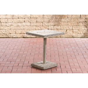 In And OutdoorMatch Bijzettafel Madonna - Glastafel - Tuintafel rotan wicker - Beige - Salontafel - 59x59x73cm