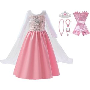 Frozen Elsa - Het Betere Merk prinsessenjurk meisje - prinsessen verkleedkleding - maat 98/104 - inclusief prinsessen accessoireset - tiara - juwelen
