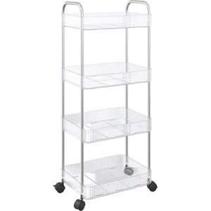 vidaXL Opbergwagen - Opbergwagens - Trolley - Opbergwagen Op Wielen - Opbergtrolley 4-laags 37x28x95 cm acryl transparant