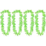 Boland Hawaii krans/slinger - 4x - Tropische kleuren groen - Bloemen hals slingers