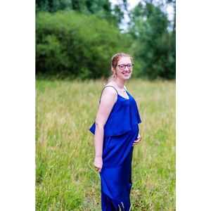 Ripe Zwangershaps- en voedingsjurk met spaghetti schouders Koningsblauw maat XL