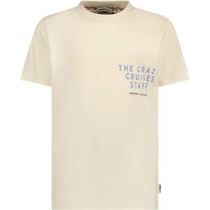 Moodstreet T-shirt Lewis Crazy Cruises Polo's & T-shirts Jongens - Polo shirt - Beige - Maat 134/140