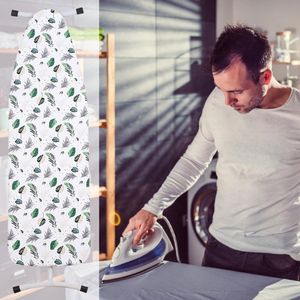 Strijkplankhoes, Easy Fit strijkplankhoes, elastische strijkplankhoes, wasmachinebestendig, extra grote strijkplankhoes van 100% katoen, groene bladeren, 135 x 52 cm