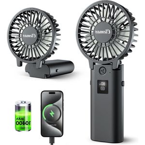 Handventilator Draagbare oplaadbare handventilator-afneembaar ontwerp 10400 mAh batterij-opvouwbare mini-ventilator-geïntegreerde powerbank koeloplossing reizen buiten-binnen