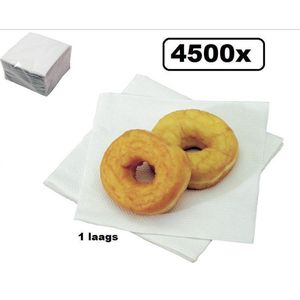 4500x Servetten Papier 1-laags 33x33cm wit - servet snack tissue broodje ijs diner carnaval thema feest festival