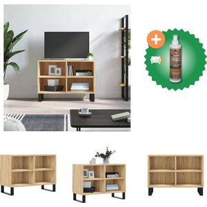 vidaXL Tv-meubel 69-5x30x50 cm bewerkt hout sonoma eikenkleurig - Kast - Inclusief Houtreiniger en verfrisser