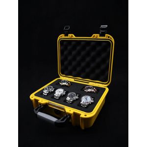 Onverwoestbare horlogekoffer voor 6 horloges - Geel - Originele Elbrus Horology Timepiece Valet horlogedoos draagkoffer draagbare koffer