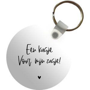 Sleutelhanger - Een kusje voor mijn zusje! - Zusje - Quotes - Zussen - Spreuken - Plastic - Rond - Uitdeelcadeautjes