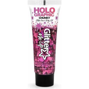Paintglow Chunky glittergel voor lichaam en gezicht - fuchsia roze - 12 ml - Glitter schmink