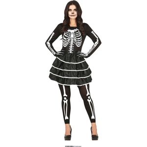 Guirca - Spook & Skelet Kostuum - Spaanse Bonita Skelet - Vrouw - Zwart - Maat 42-44 - Halloween - Verkleedkleding