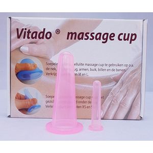 Massage cup, cupping set voor het gezicht, siliconen voor gezicht / faciale cupping, 3.6 cm + tijdelijk 1.5 cm cup gratis KLEUR ROZE