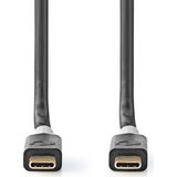 Nedis USB-Kabel - USB 3.2 Gen 2x2 - USB-C Male - USB-C Male - 100 W - 4K@60Hz - 20 Gbps - Verguld - 1.00 m - Rond - PVC - Antraciet - Window Box
