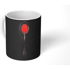 Mok - Koffiemok - Zwart - Lepel - Caviar - Mokken - 350 ML - Beker - Koffiemokken - Theemok