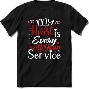 My Heart Is Every At Your Service - Valentijn T-Shirt | Grappig Valentijnsdag Cadeautje voor Hem en Haar | Dames - Heren - Unisex | Kleding Cadeau | - Zwart - L