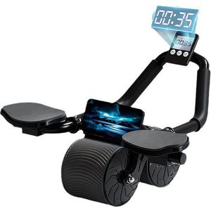 CNL Sight Ab Roller met timer-Ab Wheel-buikspiertrainer-automatische rebound met stabiele dubbele wielen-buiktrainer met kniemat-ABS-trainingsapparatuur-voor mannen en vrouwen (Zwart)