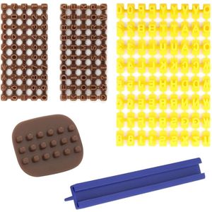 Letter stamps for clay - Alphabet and numbers - Accessories included - Yellow - 8-piece set