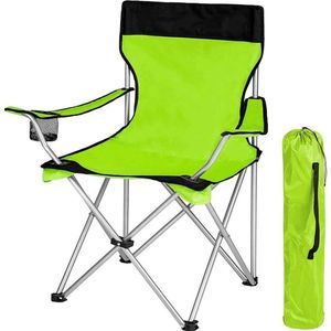 Klapstoel camping strand vissen - outdoor klapstoel staal polyester bekerhouder telefoonvak (groen)