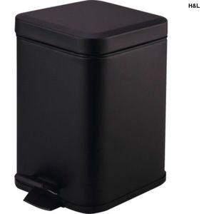 Luxe pedaalemmer - mat zwart - 3 L - 3 liter - toilet - badkamer - keuken - kantoor - slaapkamer - 16 x 16 x 27 cm
