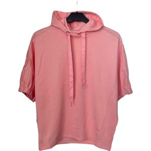 Dames hoodie met korte mouwen M roze