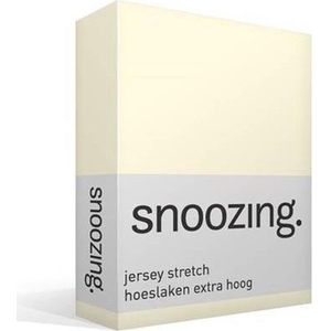 Snoozing Jersey Stretch - Hoeslaken - Extra Hoog - Lits-jumeaux - 160/180x200/220 cm - Ivoor