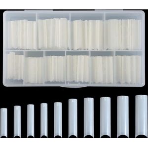 500 stuks Extra lange C-Curve kunstnagel tips in wit - Perfect voor manicuresalons - 10 maten - Toelopende vierkante nagels - XXL platte nageltips .