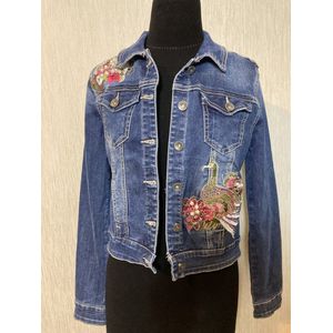 Jeans vest met broderie en parels, maat S