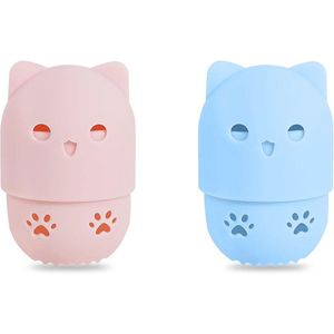 Make-up Spons Houder - Set van 2, Wasbaar en Herbruikbaar, Perfect voor Thuis en Reizen - Beschermdoos voor Sponzen (Roze, Blauw)
