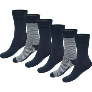 Comfortabel & Zijdezacht Bamboo Basics Sokken Beau (6-pack) - Navy en Navy Gestreept - 35-40