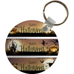 Sleutelhanger - Een illustratie in drie delen van Halloween - Plastic - Rond - Uitdeelcadeautjes