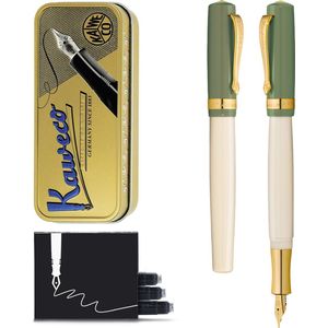 Kaweco - Vulpen - Kaweco STUDENT Fountain Pen 60's Swing - Groen Ivory - Met extra doosje vullingen - Fine