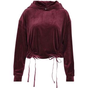 Urban Classics - Short Velvet Gathered Hoodie/trui - M - Rood