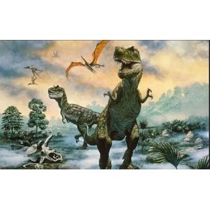 Gordijn - Dinosaurus - Dino - Dinosaurussen - kant en klaar - verduisterend - één geheel - 150x150 cm