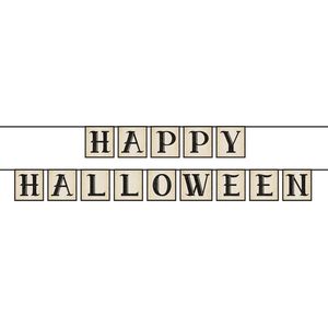 Partydeco - Banner Happy Halloween Wit 14 x 210 cm - Halloween - Halloween Decoratie - Halloween Versiering