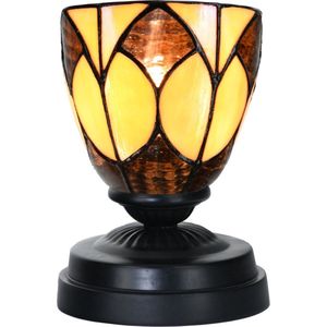 Art Deco Trade - Tiffany lage tafellamp zwart met Parabola Small