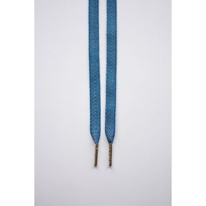 Schoenveters plat - blauw denim jeans - 120cm met zilveren stiften veters voor wandelschoenen, werkschoenen en meer