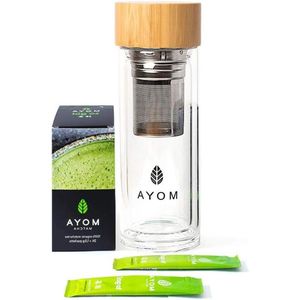 Moya Matcha to Go! Set - 24 Matcha to Go sticks - Glazen shaker 330ml - Biologisch - Bereiding hete en koude matcha - Ideaal op werk, reis of sportschool Matcha Set